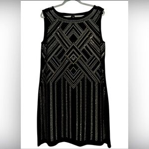 White House Black Market black dress with silver and gold beading. size XL